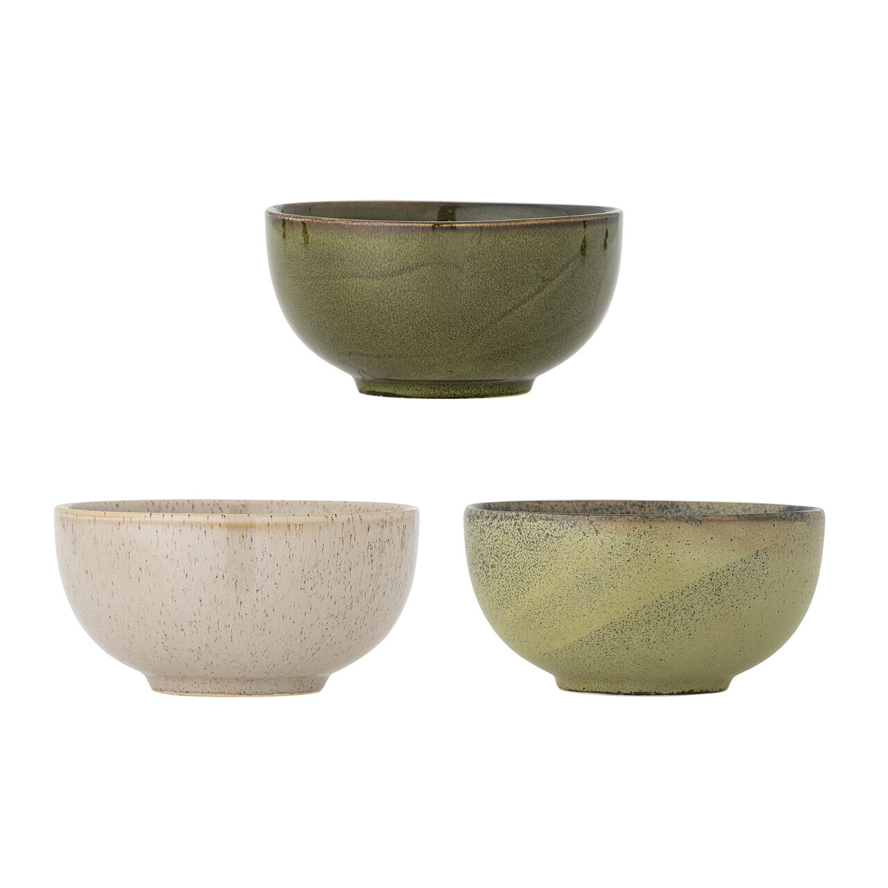 Set 3 boluri, Bloomingville, Addison, 16x8 cm, 700 ml, ceramica, verde - imagine 7